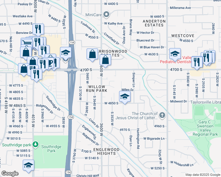 map of restaurants, bars, coffee shops, grocery stores, and more near 3516 West 4850 South in Salt Lake City