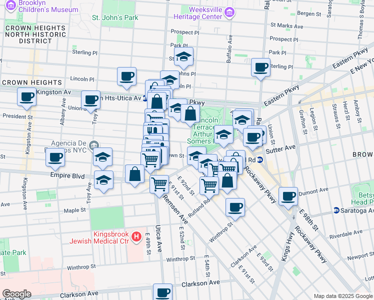 map of restaurants, bars, coffee shops, grocery stores, and more near in Brooklyn