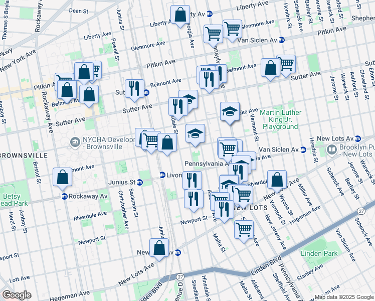 map of restaurants, bars, coffee shops, grocery stores, and more near 410 Hinsdale Street in Brooklyn