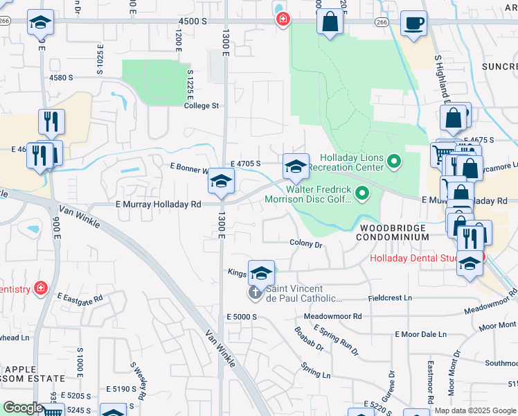 map of restaurants, bars, coffee shops, grocery stores, and more near 4785 Dipo Place in Salt Lake City