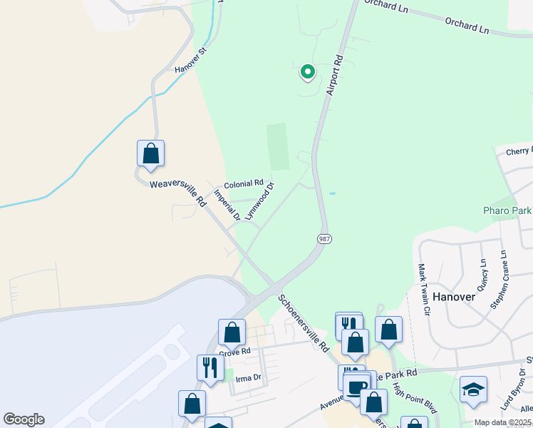 map of restaurants, bars, coffee shops, grocery stores, and more near 3765 Old Airport Road in Allentown