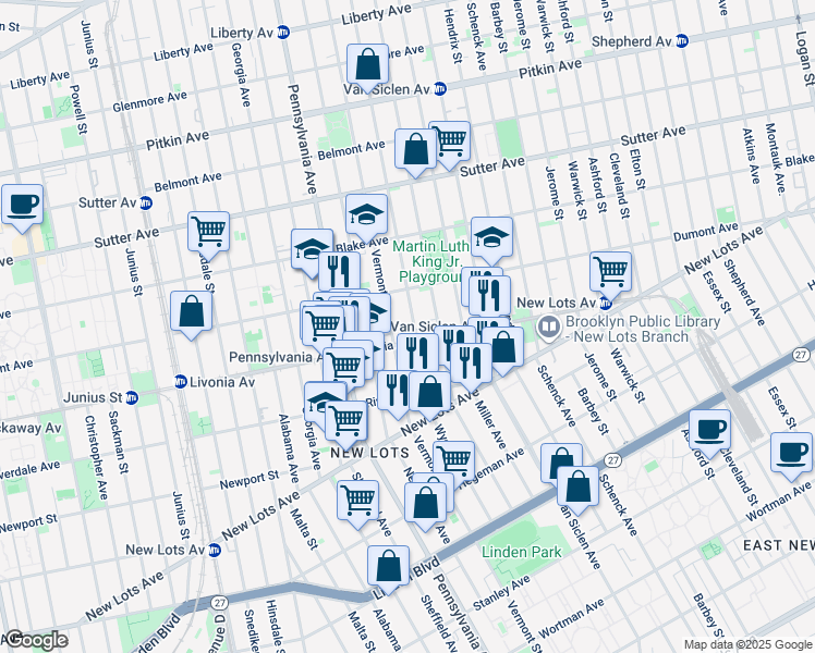 map of restaurants, bars, coffee shops, grocery stores, and more near in Brooklyn