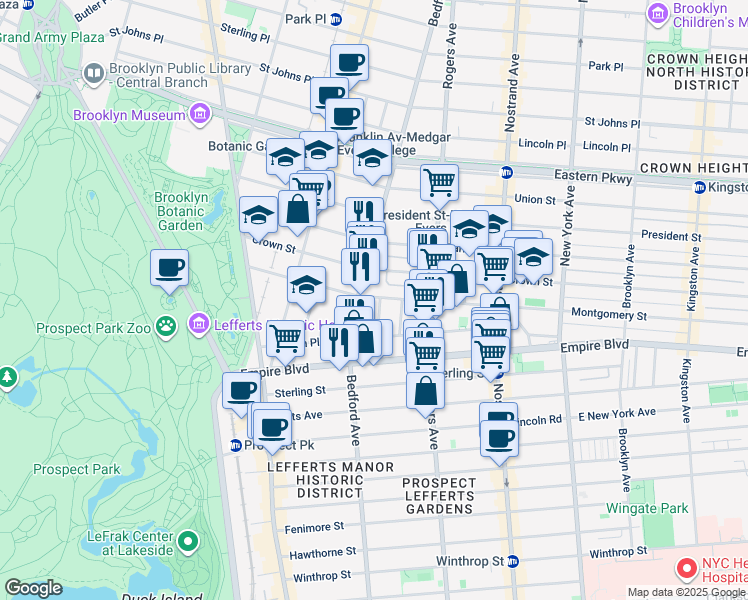map of restaurants, bars, coffee shops, grocery stores, and more near in Brooklyn