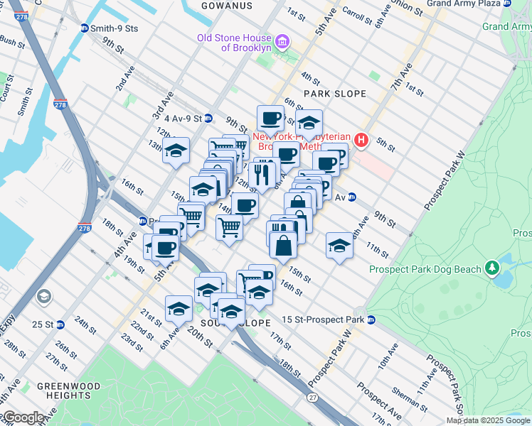 map of restaurants, bars, coffee shops, grocery stores, and more near in Brooklyn