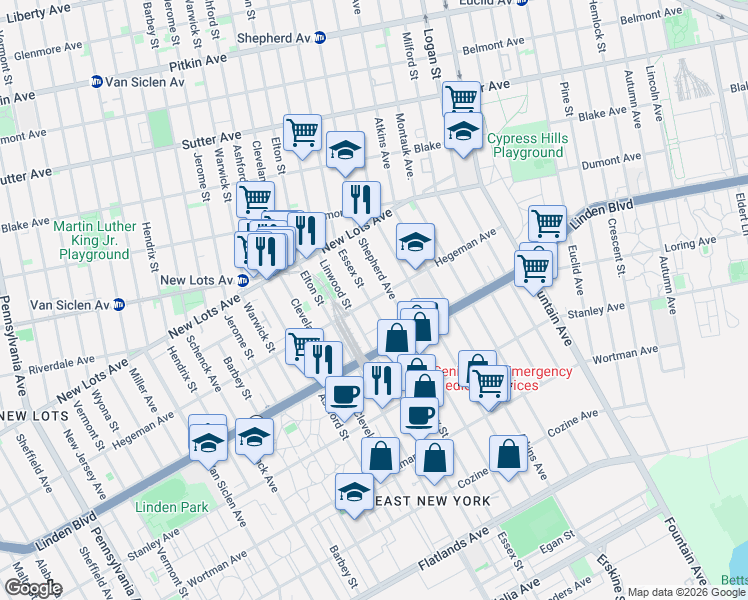 map of restaurants, bars, coffee shops, grocery stores, and more near 924 Hegeman Avenue in Brooklyn