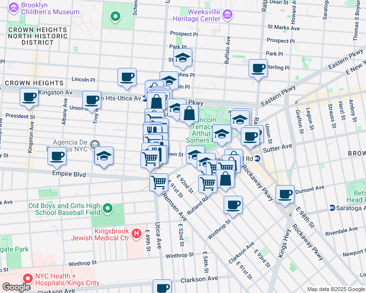 map of restaurants, bars, coffee shops, grocery stores, and more near in Brooklyn