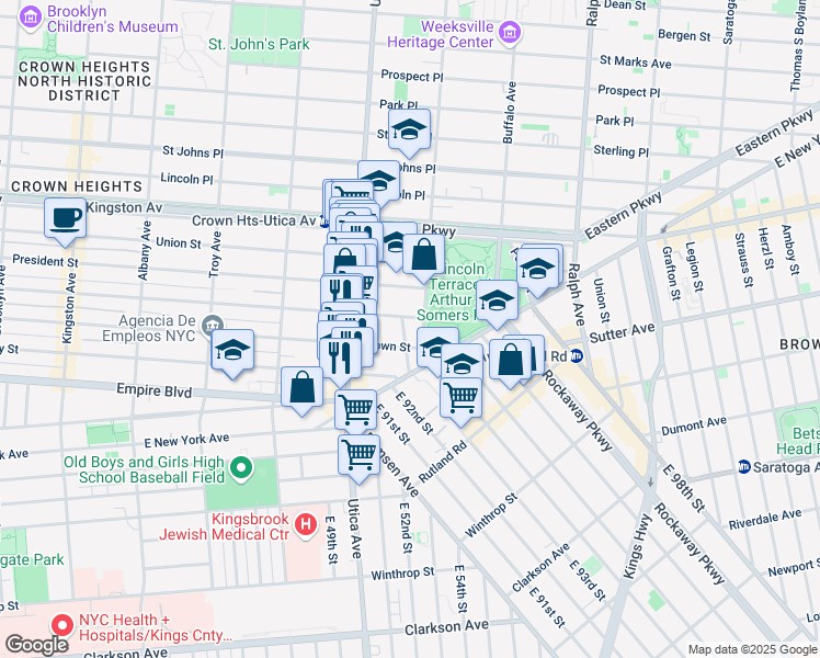 map of restaurants, bars, coffee shops, grocery stores, and more near 1730 Carroll Street in Brooklyn