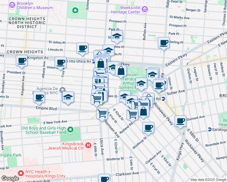 map of restaurants, bars, coffee shops, grocery stores, and more near in Brooklyn