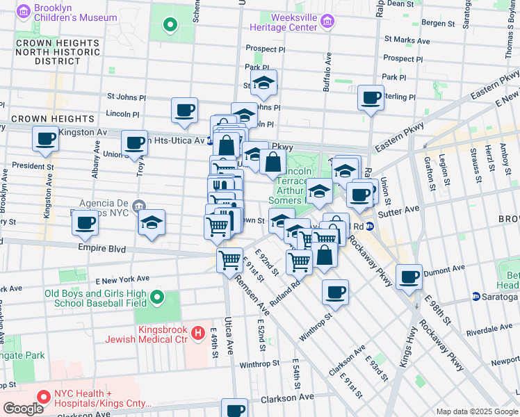 map of restaurants, bars, coffee shops, grocery stores, and more near in Brooklyn