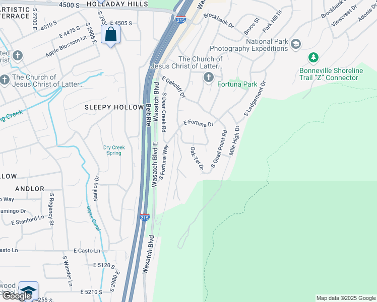map of restaurants, bars, coffee shops, grocery stores, and more near 4774 South Oak Terrace Drive in Salt Lake City