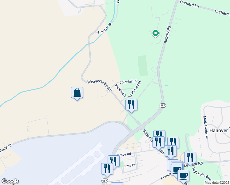 map of restaurants, bars, coffee shops, grocery stores, and more near 2035 Weaversville Road in Allentown