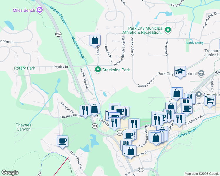 map of restaurants, bars, coffee shops, grocery stores, and more near 935 Saddle View Way in Park City
