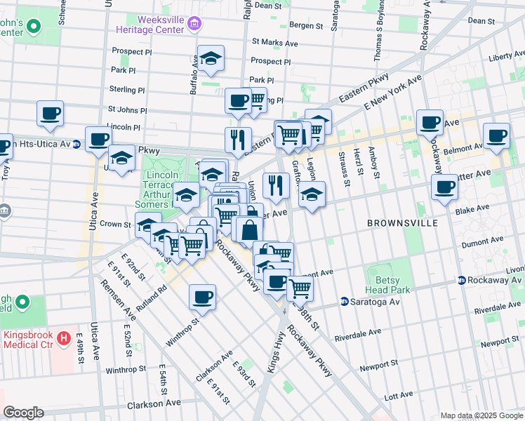 map of restaurants, bars, coffee shops, grocery stores, and more near 2037 Union Street in Brooklyn