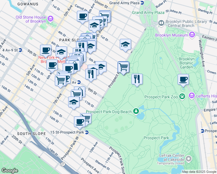 map of restaurants, bars, coffee shops, grocery stores, and more near in Brooklyn