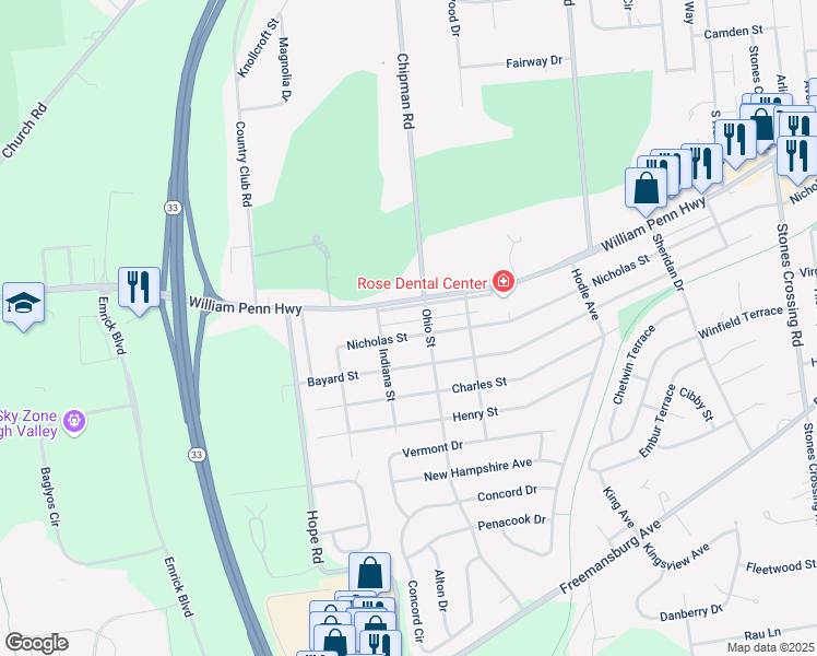 map of restaurants, bars, coffee shops, grocery stores, and more near in Northampton County