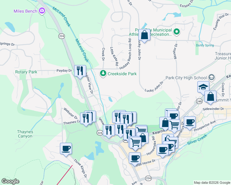 map of restaurants, bars, coffee shops, grocery stores, and more near 935 Saddle View Way in Park City