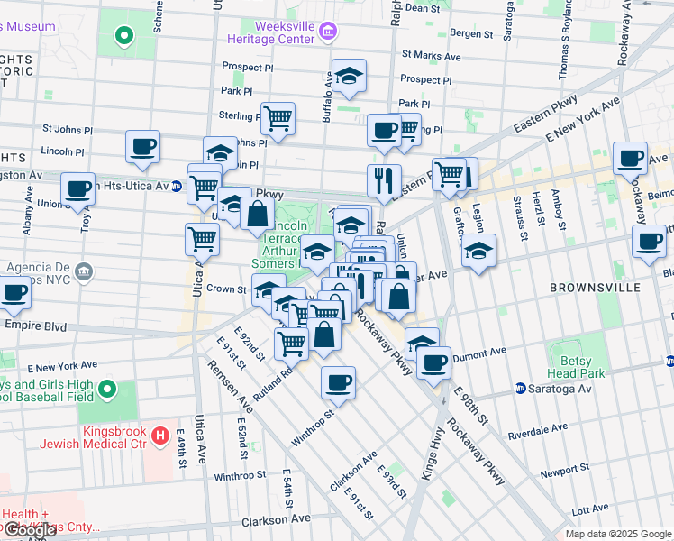 map of restaurants, bars, coffee shops, grocery stores, and more near in Brooklyn