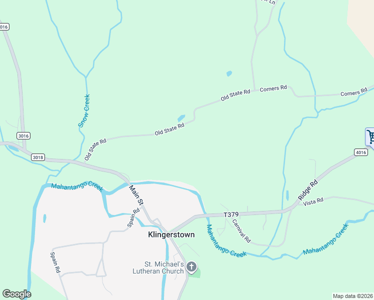 map of restaurants, bars, coffee shops, grocery stores, and more near 386 Old State Road in Klingerstown