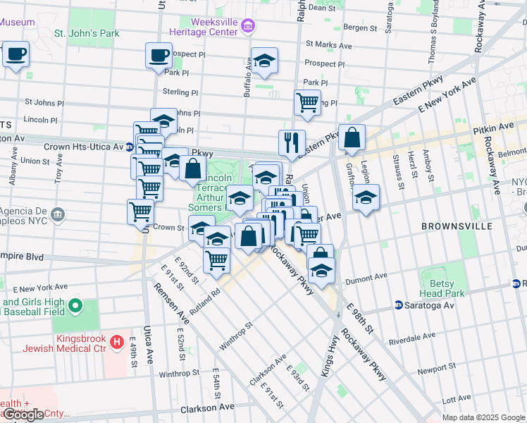 map of restaurants, bars, coffee shops, grocery stores, and more near in Brooklyn