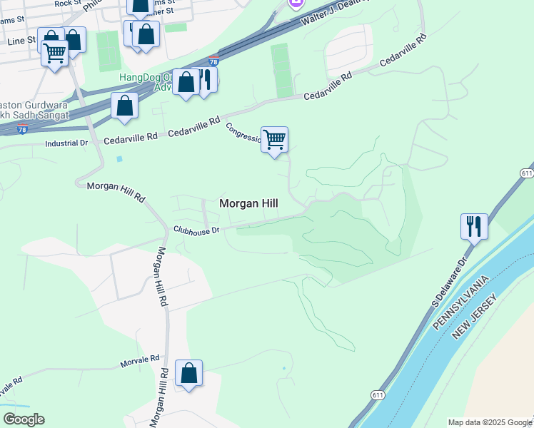 map of restaurants, bars, coffee shops, grocery stores, and more near 148 Pinehurst Lane in Easton