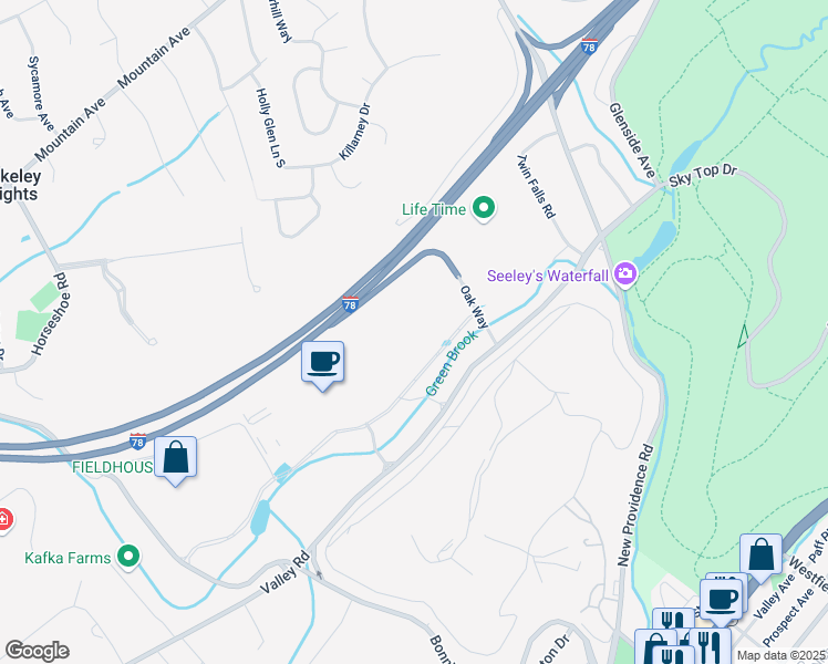 map of restaurants, bars, coffee shops, grocery stores, and more near 100 Connell Drive in Berkeley Heights