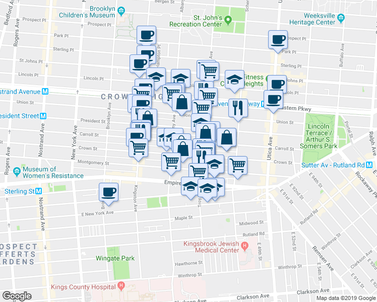 map of restaurants, bars, coffee shops, grocery stores, and more near 1508 Carroll Street in Brooklyn