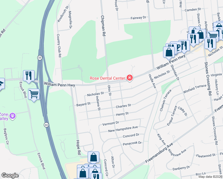 map of restaurants, bars, coffee shops, grocery stores, and more near in Northampton County