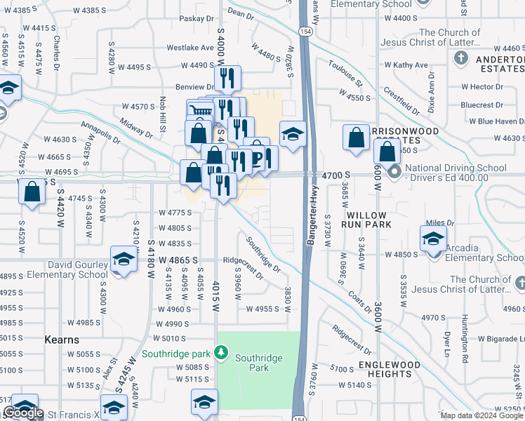 map of restaurants, bars, coffee shops, grocery stores, and more near 3902 Pilton Court in Taylorsville