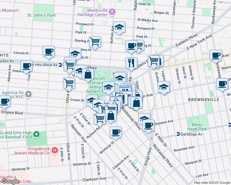 map of restaurants, bars, coffee shops, grocery stores, and more near in Brooklyn