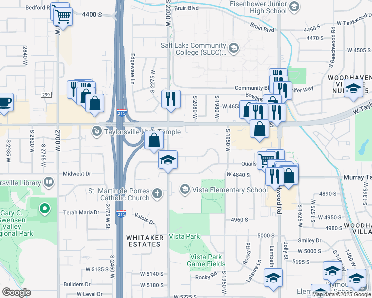 map of restaurants, bars, coffee shops, grocery stores, and more near 2099 West 4700 South in Salt Lake City