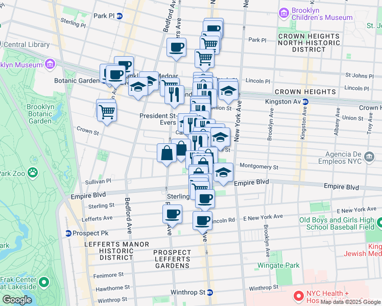 map of restaurants, bars, coffee shops, grocery stores, and more near in Brooklyn