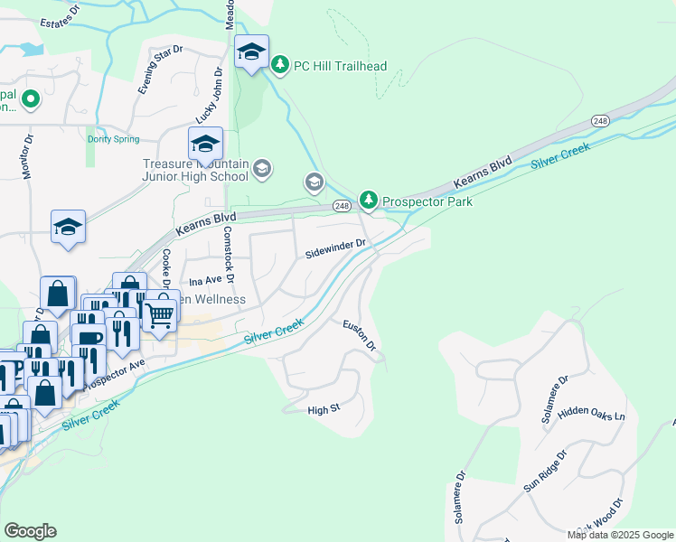 map of restaurants, bars, coffee shops, grocery stores, and more near 2706 Annie Oakley Drive in Park City