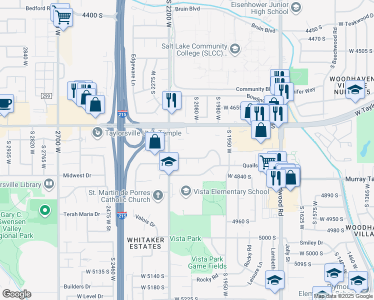 map of restaurants, bars, coffee shops, grocery stores, and more near 2099 West 4700 South in Salt Lake City