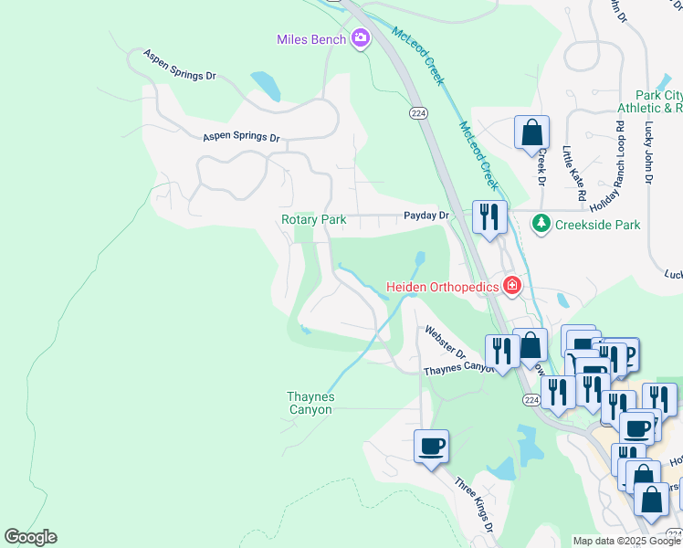 map of restaurants, bars, coffee shops, grocery stores, and more near 74 Thaynes Canyon Dr in Park City