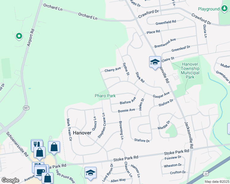 map of restaurants, bars, coffee shops, grocery stores, and more near 1360 Sycamore Avenue in Bethlehem