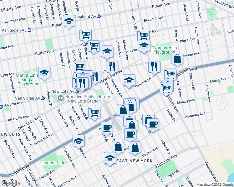 map of restaurants, bars, coffee shops, grocery stores, and more near in Brooklyn