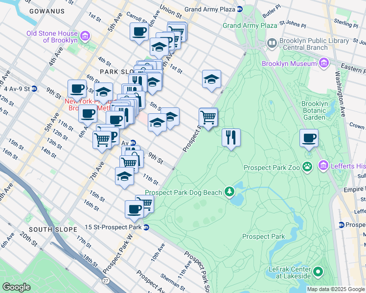 map of restaurants, bars, coffee shops, grocery stores, and more near in Brooklyn