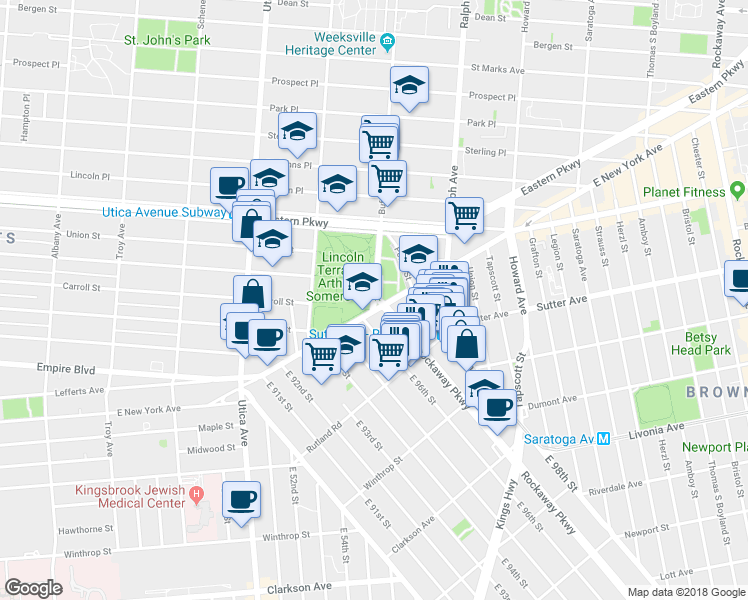map of restaurants, bars, coffee shops, grocery stores, and more near 384 Buffalo Ave in Brooklyn