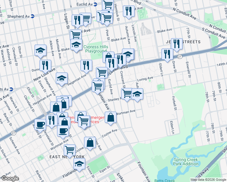 map of restaurants, bars, coffee shops, grocery stores, and more near 760 Pine Street in Brooklyn