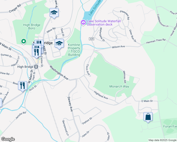 map of restaurants, bars, coffee shops, grocery stores, and more near 20 Tisco Avenue in High Bridge
