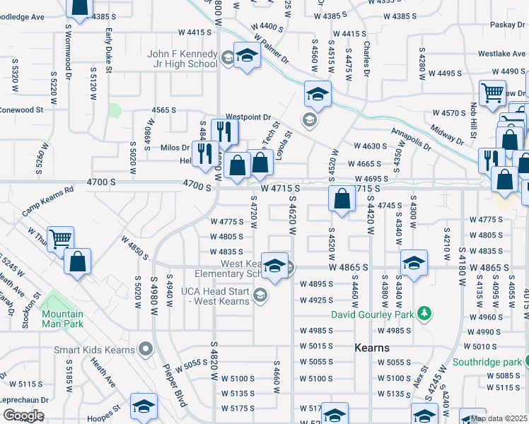 map of restaurants, bars, coffee shops, grocery stores, and more near 4760 South 4680 West in Salt Lake City
