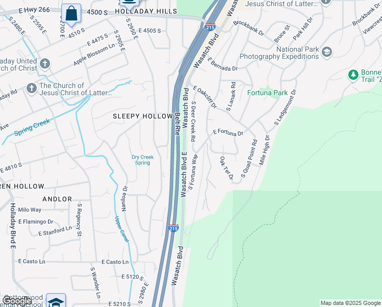 map of restaurants, bars, coffee shops, grocery stores, and more near 4756 South Deer Creek Road in Salt Lake City