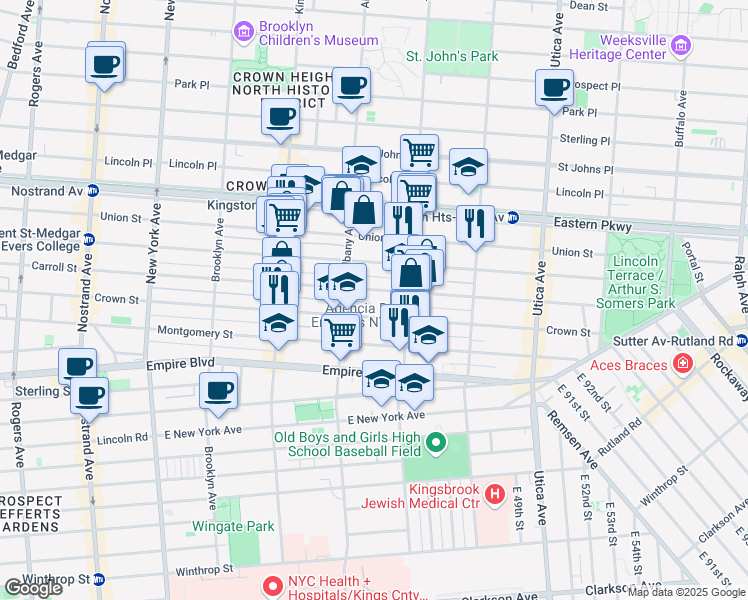 map of restaurants, bars, coffee shops, grocery stores, and more near 1508 Carroll Street in Brooklyn