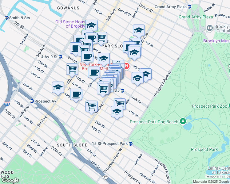 map of restaurants, bars, coffee shops, grocery stores, and more near in Brooklyn