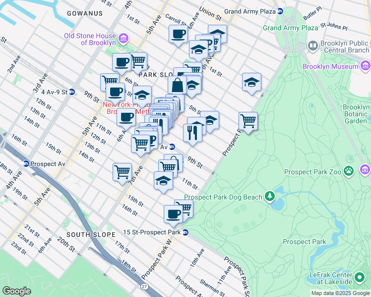 map of restaurants, bars, coffee shops, grocery stores, and more near in Brooklyn