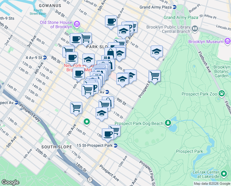 map of restaurants, bars, coffee shops, grocery stores, and more near in Brooklyn