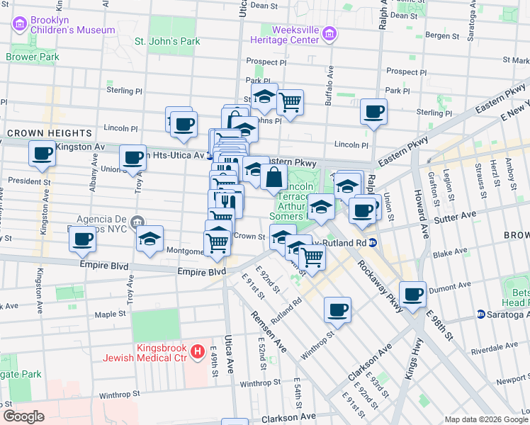 map of restaurants, bars, coffee shops, grocery stores, and more near in Brooklyn