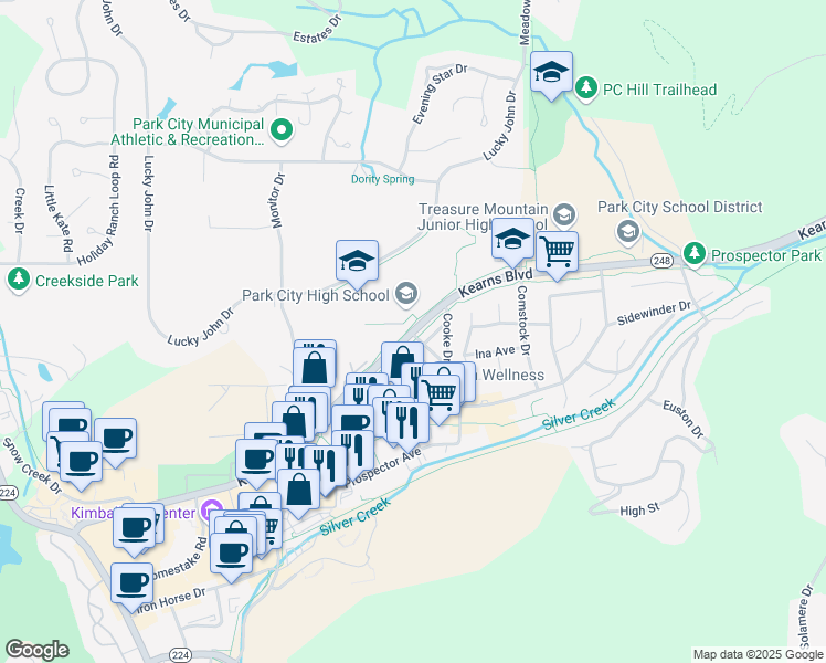 map of restaurants, bars, coffee shops, grocery stores, and more near 9100 Marsac Avenue in Park City