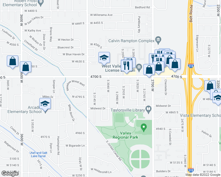 map of restaurants, bars, coffee shops, grocery stores, and more near 4755 South 3040 West in Salt Lake City