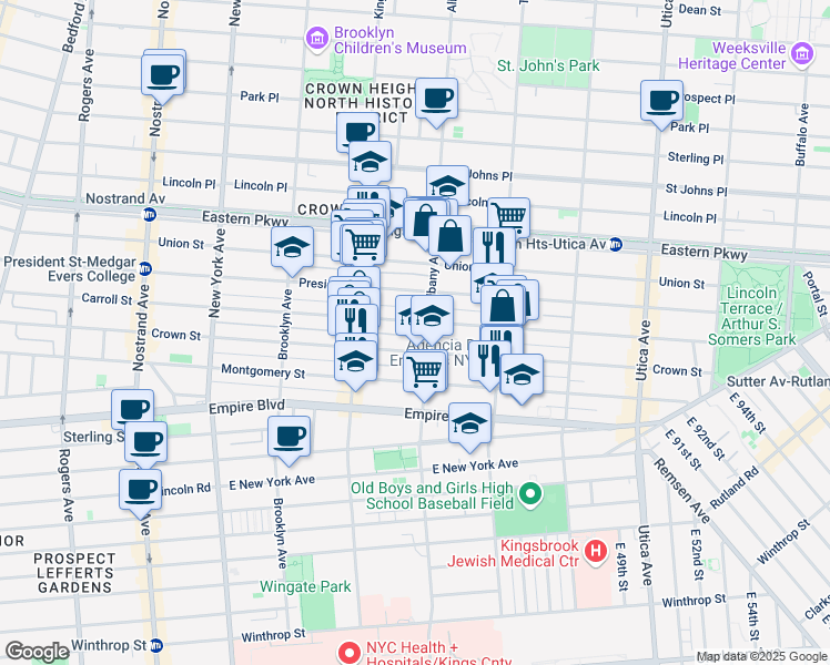 map of restaurants, bars, coffee shops, grocery stores, and more near 1468 Carroll Street in Brooklyn